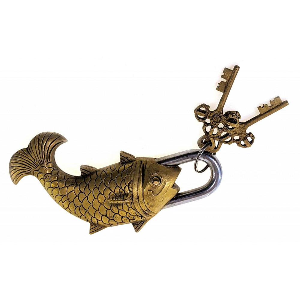 Замок навесной винтажный из бронзы Рыба Киев - изображение 1