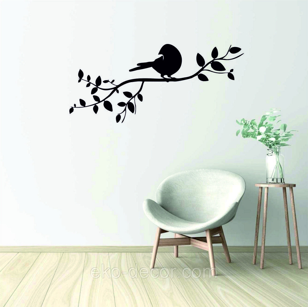 Декоративное настенное Панно «Птичка на ветке», Декор на стену 110*49см, Черный Киев - изображение 4