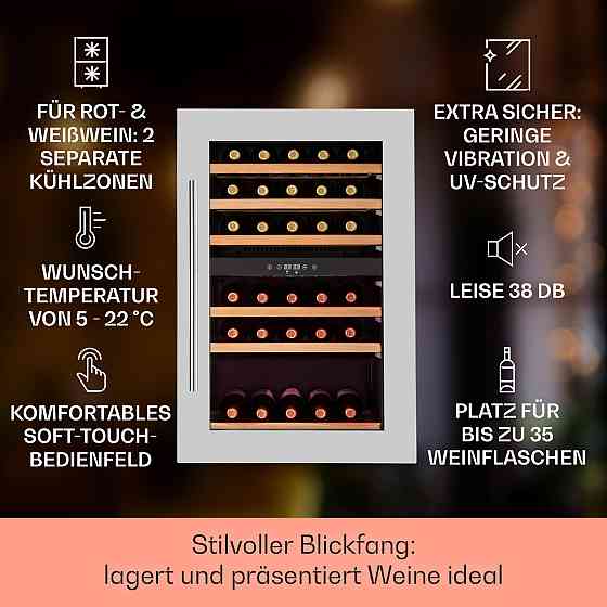 Винна шафа Vinsider 35D вбудована 128 літрів 41 пляшка вина 2 зони сріблястий (Німеччина, читати Рівне
