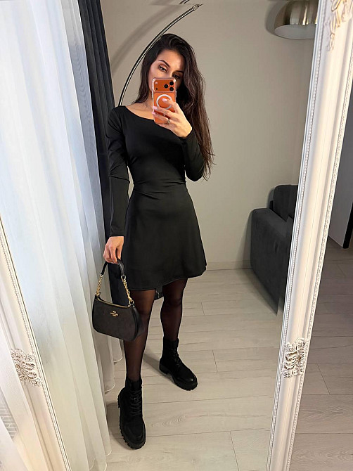 Жіноче романтичне плаття зі шнурівкою на спині мікродайвінг Чорний, 46/48 Одеса - фото 6