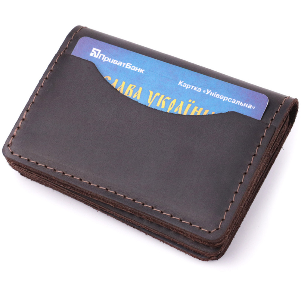 Стильная обложка на автодокументы в винтажной коже GRANDE PELLE 22873 Темно-коричневая Киев - изображение 8