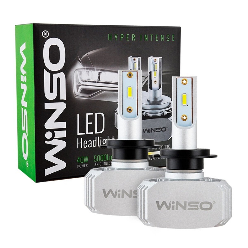 Автолампа Winso LED H7 12/24V 40Вт 5000Лм 6000K PX26d CSP Chip 2шт Киев - изображение 1
