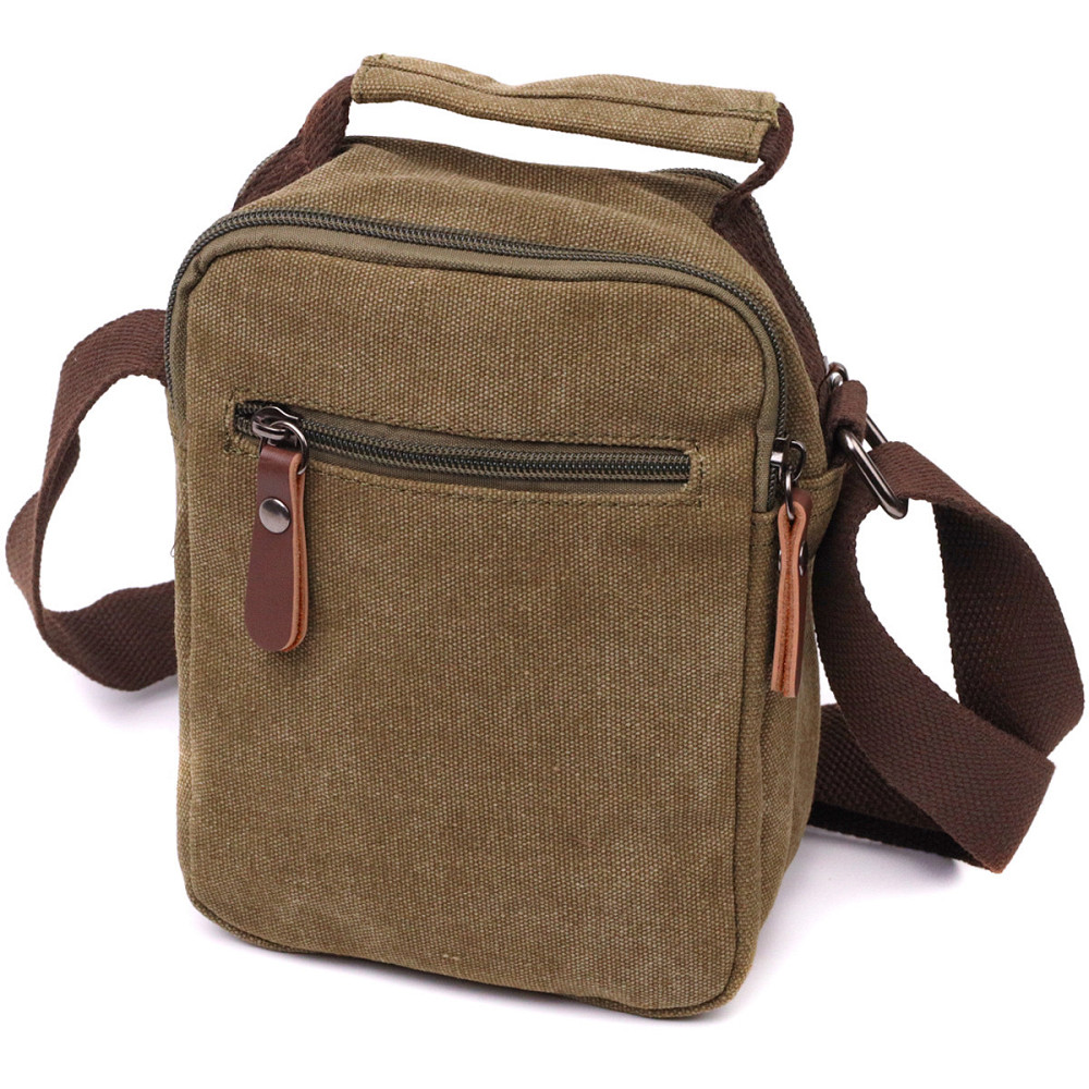 Интересная небольшая мужская сумка из плотного текстиля Vintage 22219 Оливковый Киев - изображение 2