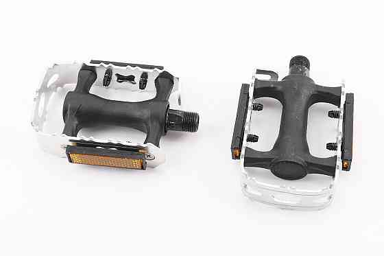 Педалі MTB 9/16" (95x65x30mm) пластико-алюмінієві, сріблясто-чорні (без підшипників) Київ