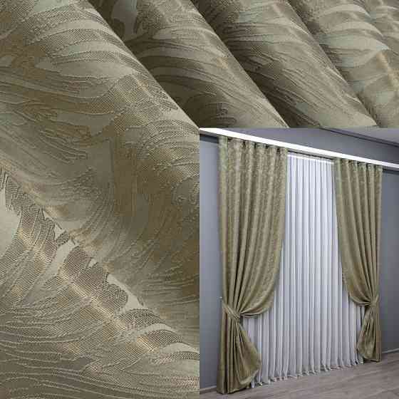 Комплект готовых штор VR-Textil Жаккард Magic № 1603ш Бежевый с золотистым 145х270 см 2 шт (33-0467) Киев