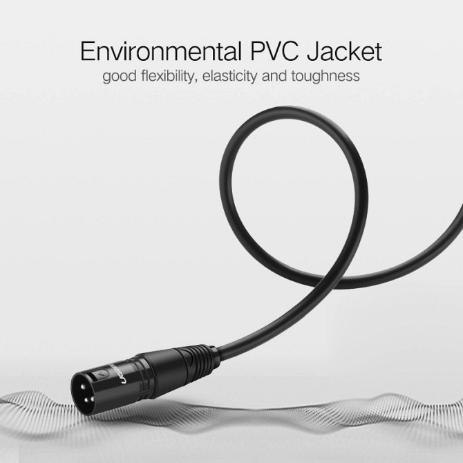 Мікрофонний кабель Ugreen AV130 XLR Male to Female Microphone Cable (Чорний, 2м) Николаев - изображение 7