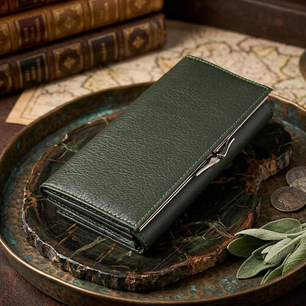 Стильный кошелек для женщин с монетницей из натуральной кожи ST Leather 23106 Зеленый Киев - изображение 14