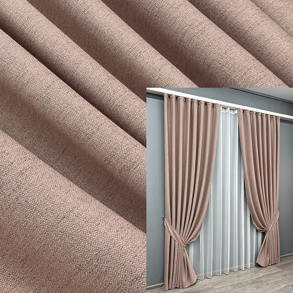 Комплект готових штор VR-Textil TWEED_V № 1916ш Пудровий 200х290 см 2 шт (32-335) Київ - фото 1