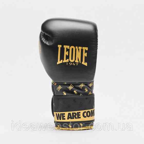 Боксерские перчатки Leone DNA Black 14 унций профессиональные перчатки из натуральной кожи для бокса Киев