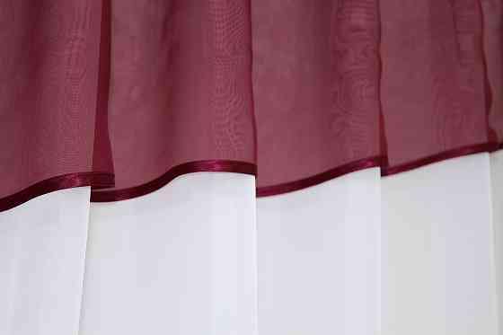 Кухонная занавеска VR-Textil № 047к бордовый с белым 280х170 см (50-397) Киев