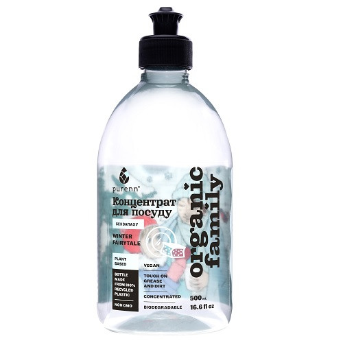 Натуральное жидкое средство WINTER FAIRYTALE Sensitive для мытья посуды, неароматизированное Purenn Organic Family 0,5 л Киев - изображение 1