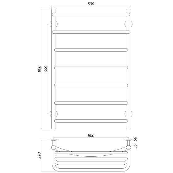 Рушникосушарка UNIO Op W 800-500-7 Олівія з полицею вода Київ