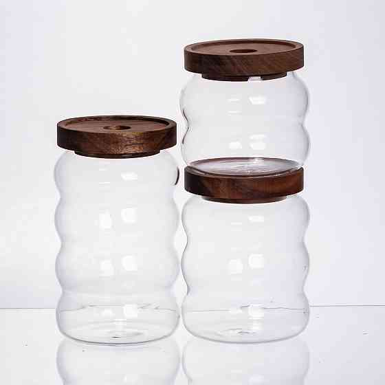 Yiwu Набір банок для сипучих продуктів 3 штуки з бамбуковими кришками 400/600/800 мл 64486-12 Коломия