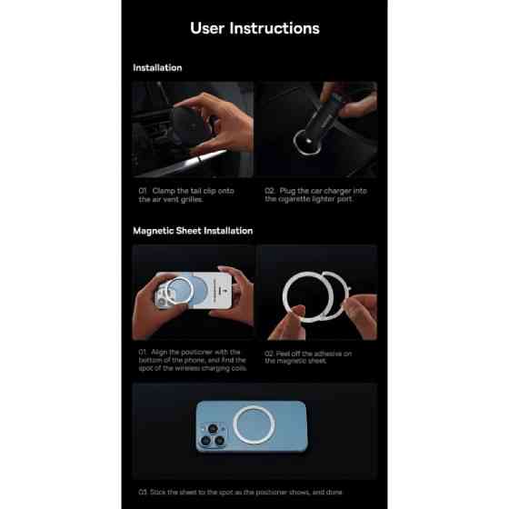 Автотримач для телефона з БЗП Basues CW01  Magnetic Wireless Charging Car Mount 40W Claw Edition Cluster Black Київ