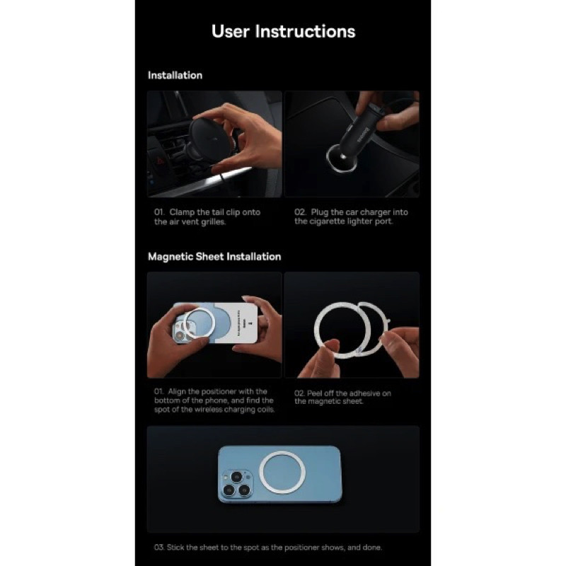 Автотримач для телефона з БЗП Basues CW01  Magnetic Wireless Charging Car Mount 40W Claw Edition Cluster Black Київ - фото 3