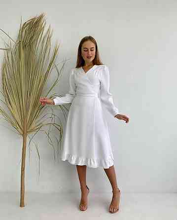 Жіноче романтичне плаття на запах костюмка Молочний Одеса