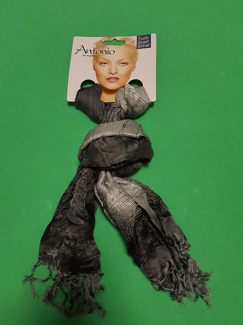 Шарф серого цвета - размер шарфа приблизительно 160*60см, 100% полиэстер Киев - изображение 3