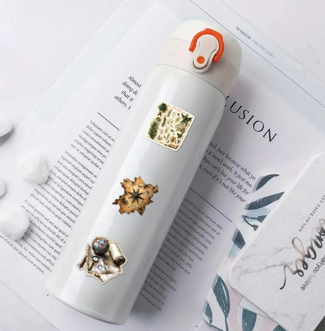 Винтажные географические наклейки с картой и компасом, стикерпак карты мира, набор 50 шт. Киев - изображение 3