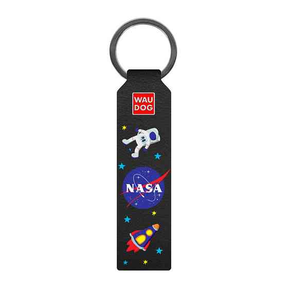 Брелок WAUDOG Design з малюнком "NASA", преміум шкіра (ширина 20мм, довжина 95мм) чорний Коломия