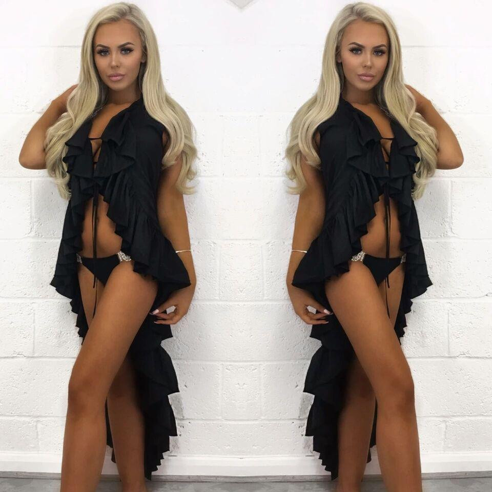 Халат парео із шифону для пляжу чорний Київ - фото 2