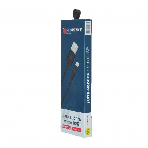 Дата кабель FLORENCE microUSB 1m 2A Black (FL-2110-KM) Полтава - фото 1