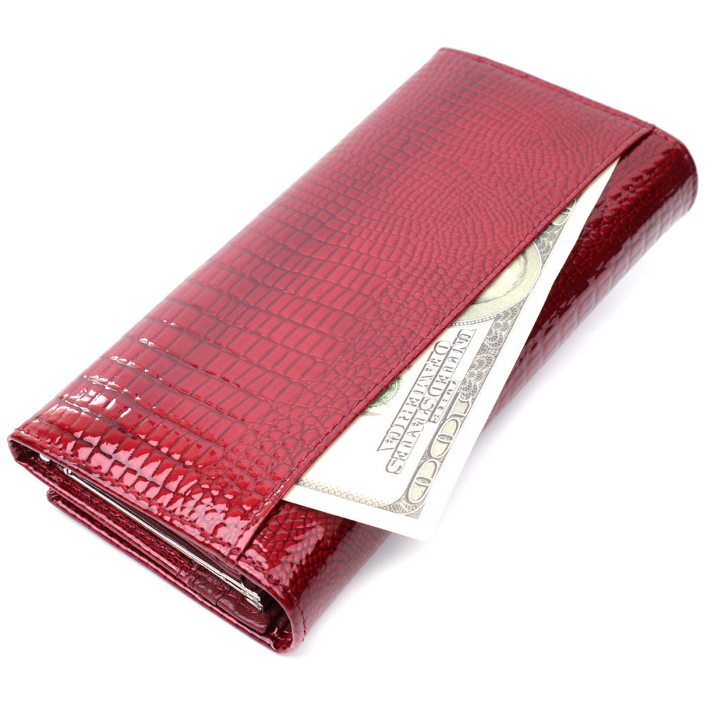Кошелек для женщин из натуральной лакированной кожи Красный (ST Leather) Киев - изображение 3