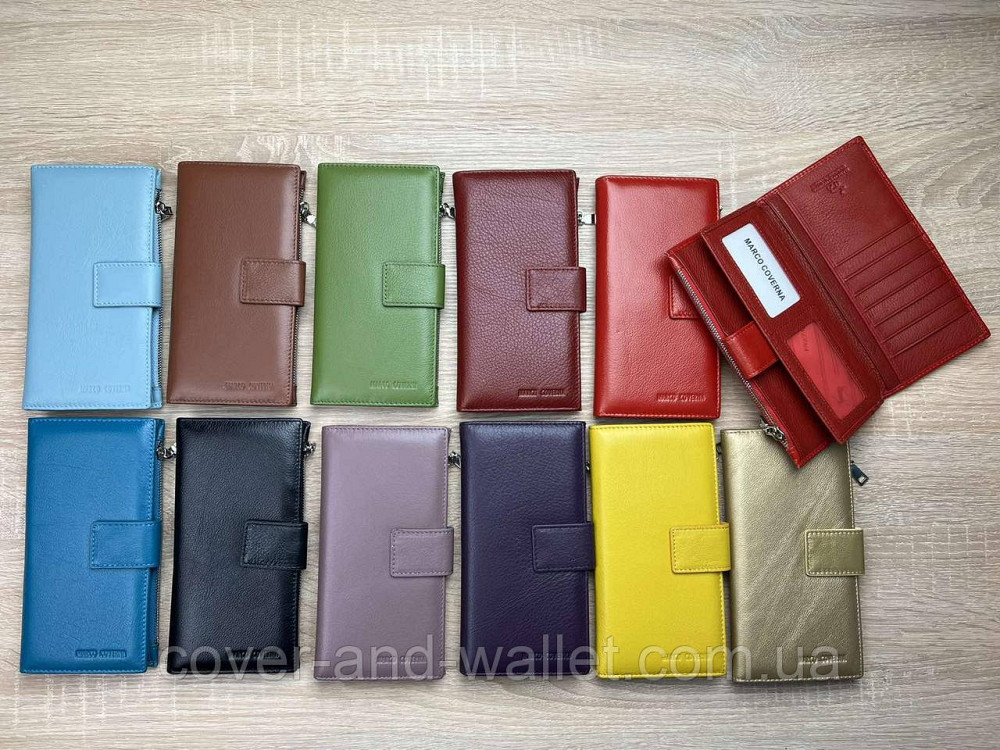 Фіолетовий жіночий гаманець купюрник із натуральної шкіри з монетницею на блискавці Marco Coverna Київ - фото 9