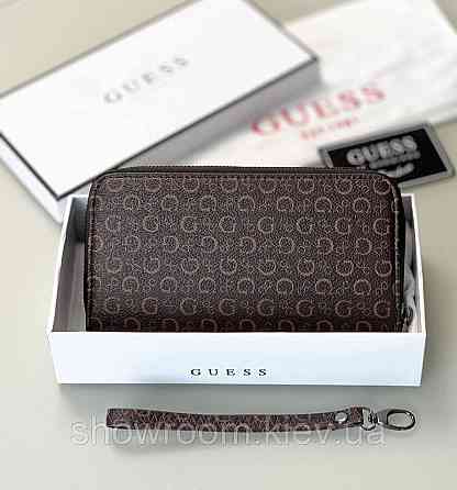 Жіночий гаманець на змійці Guess (7595) коричневий Київ