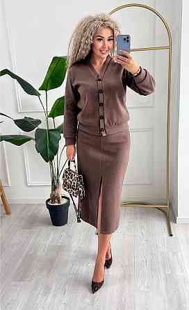 Женский невероятный костюм кардиган+юбка ангора вязка на трикотаже Шоколад, 46/48 Одесса