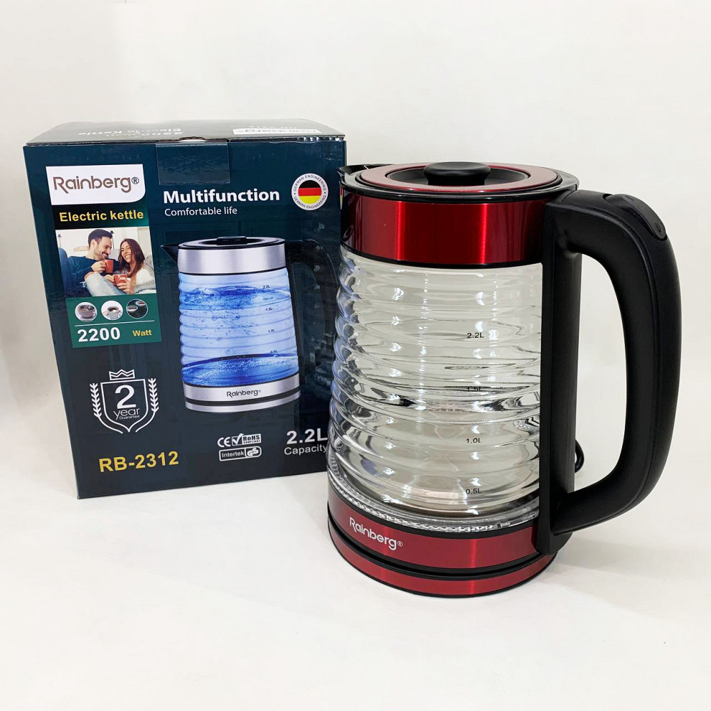 Електрочайник з підсвічуванням надійний Rainberg RB-2312 2.2л 2200Вт, Електрочайник фірмовий PC-44 Івано-Франківськ - фото 2