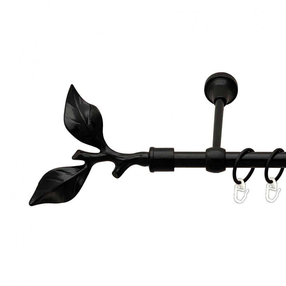 Карниз Orvit Листок Троянди металевий однорядний литий гладка труба кільце металеве Чорний Оксамит 16 мм 120 см (00-00013810) Львів - фото 1