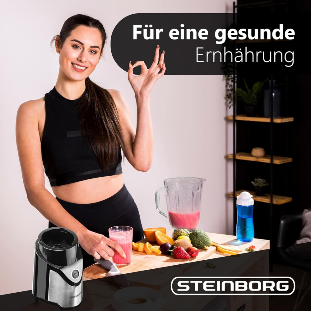 Блендер стационарный STEINBORG SB-7030 500 Вт, стеклянный кувшин 600 мл + To Go чашка 570 мл, 6-лезвий нож Киев - изображение 17