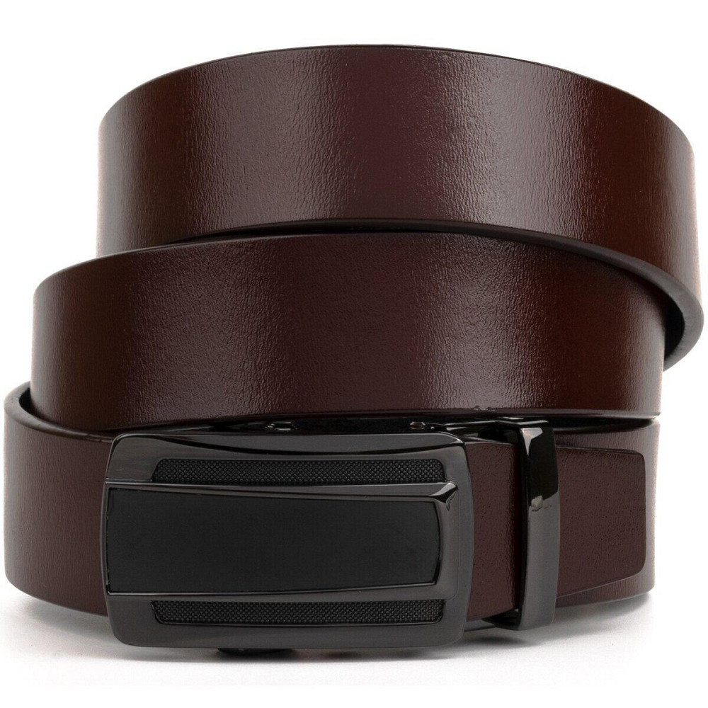 Ремень мужской с затемненной пряжкой автомат Vintage 20296 Коричневый Киев - изображение 8
