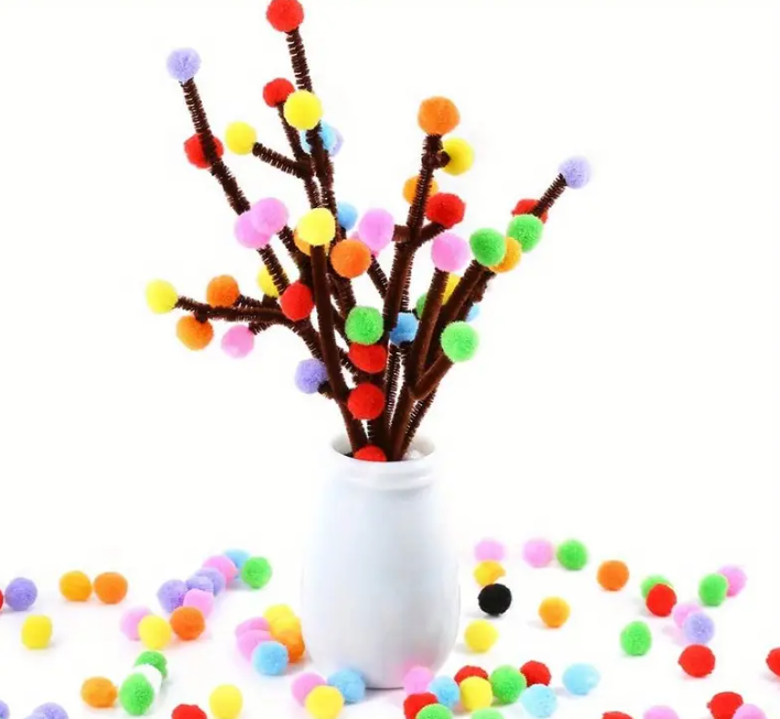 Набор разноцветных помпонов 0.8 см для творчества и рукоделия, упаковка 100 штук. Киев - изображение 4