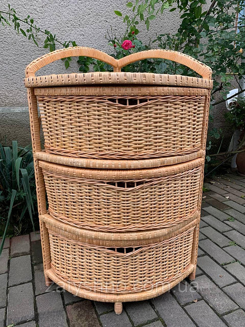 Кутовой комод плетеный из лозы  на 3 яруса натуральный Киев - изображение 2