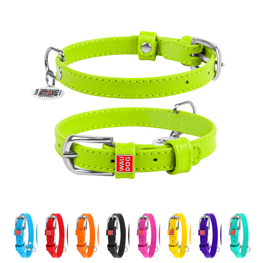 Нашийник для собак шкіряний WAUDOG Glamour з QR паспортом, без прикрас, S, Ш 15 мм, Дов 27-36 с Коломия - фото 1