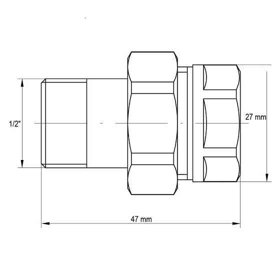 Згін американка 1/2 "прямий Koer KR.341 (KR0131) Київ