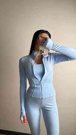 Женский термо костюм тройка: кофта топ и лосины трикотаж пума Голубой, 44/46 Одесса