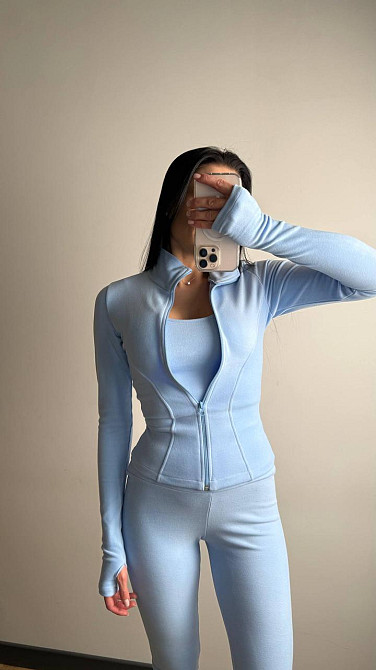 Жіночий термо костюм-трійка: кофта топ і лосини трикотаж пума Блакитний, 44/46 Одеса - фото 4