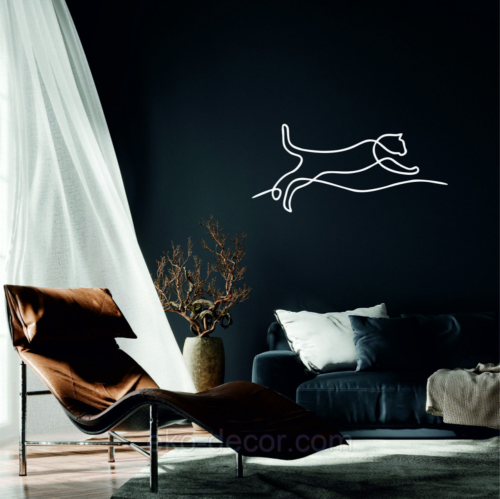 Декоративное настенное 3D Панно «Кот» Декор на стену с объемом 70*31 см, Белый Киев - изображение 1