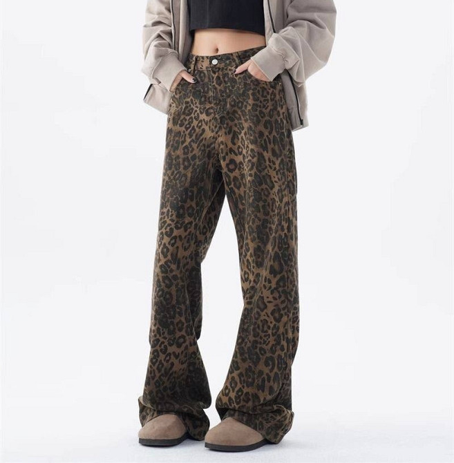 Женские леопардовые широкие джинсы Leo (размер S) Винница - изображение 1