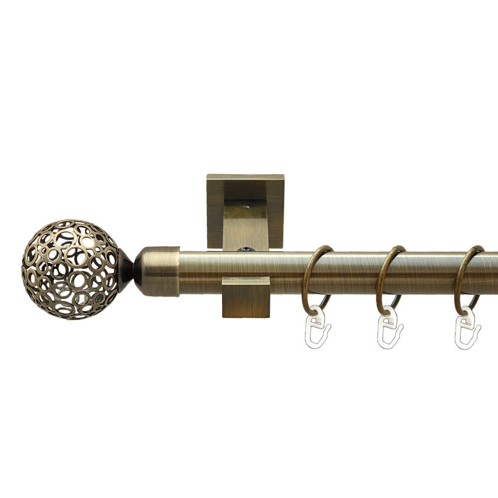 Карниз Orvit Савона металевий однорядний техно гладка труба кільце металеве Антик 25 мм 240 см (00-00025906) Львов - изображение 1