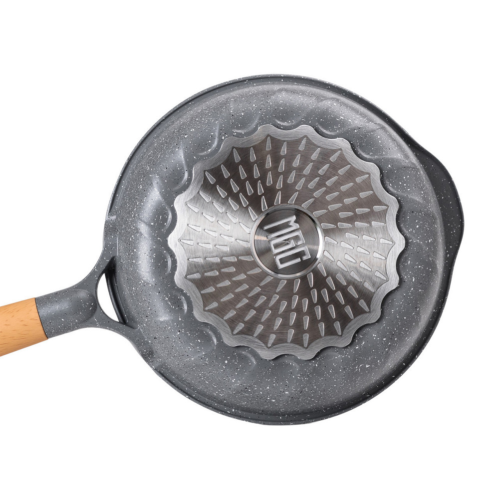 Сковорода 24 см с мраморным покрытием, 1,8 л, серая Киев - изображение 2