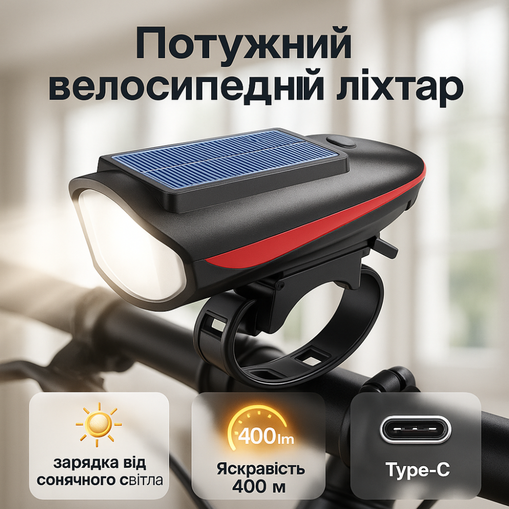 Ліхтар для велосипеда із зарядним пристроєм, Ліхтар для велопрогулянок із зарядкою TJ-52 Львів - фото 5