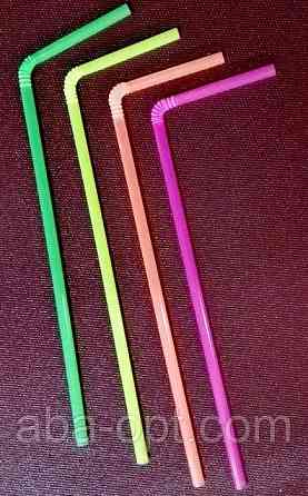 Трубочка пластиковая с изгибом разных цветов L 21 см ( 100 шт) Одесса