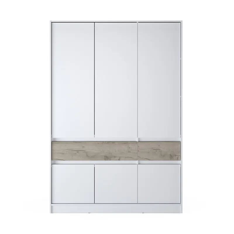 Шкаф распашный для одежды с выдвижными ящиками (полки - штанга) Эверест Стайл-1400 140х53х203 см Нимфея Альба (белый)/Дуб крафт серый (DTM-071163) (DT Днепр - изображение 2