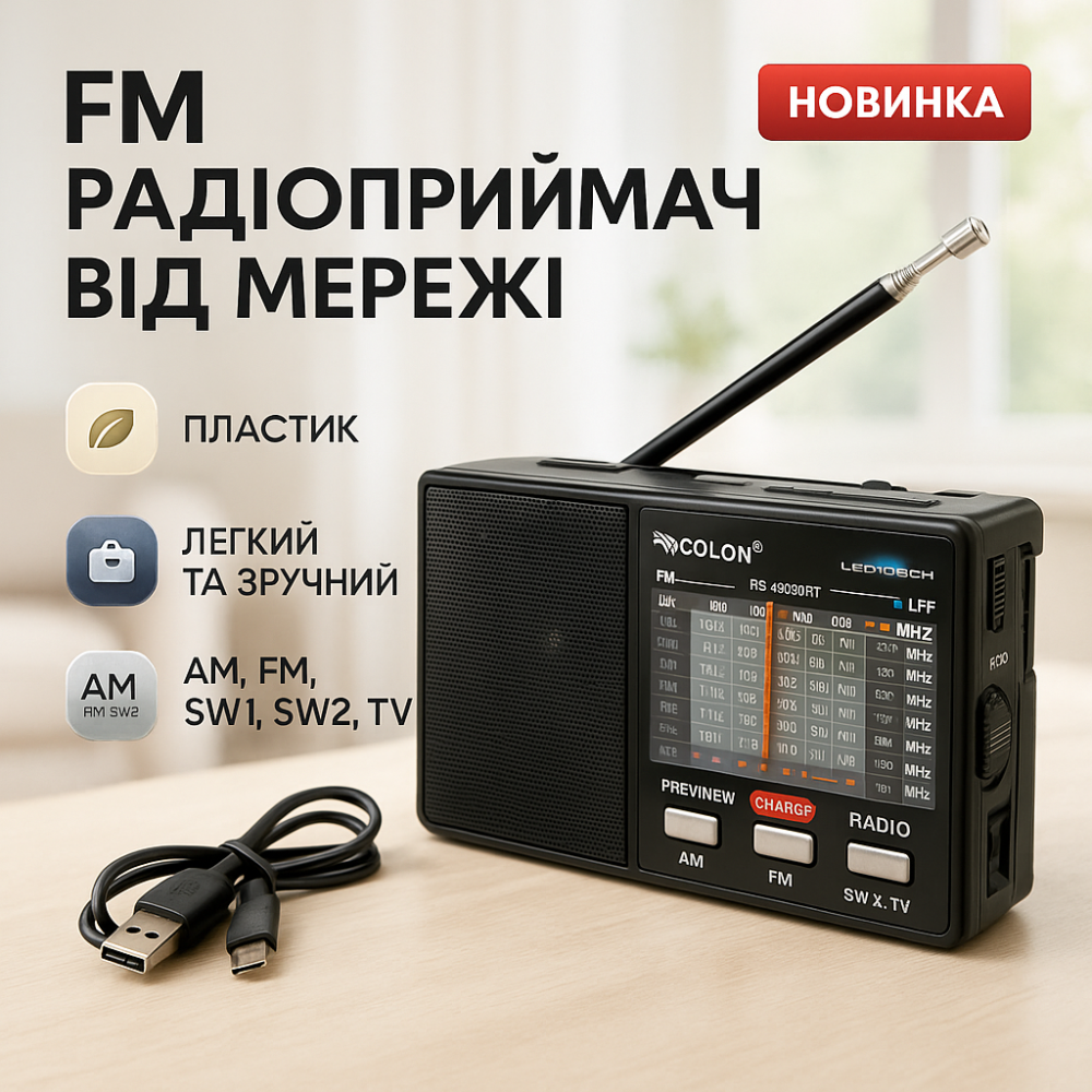 Радиоприемник простой GOLON RX-8866, Радио приемник на батарейках, Радио для путешествий с USB VY-99 Львов - изображение 19