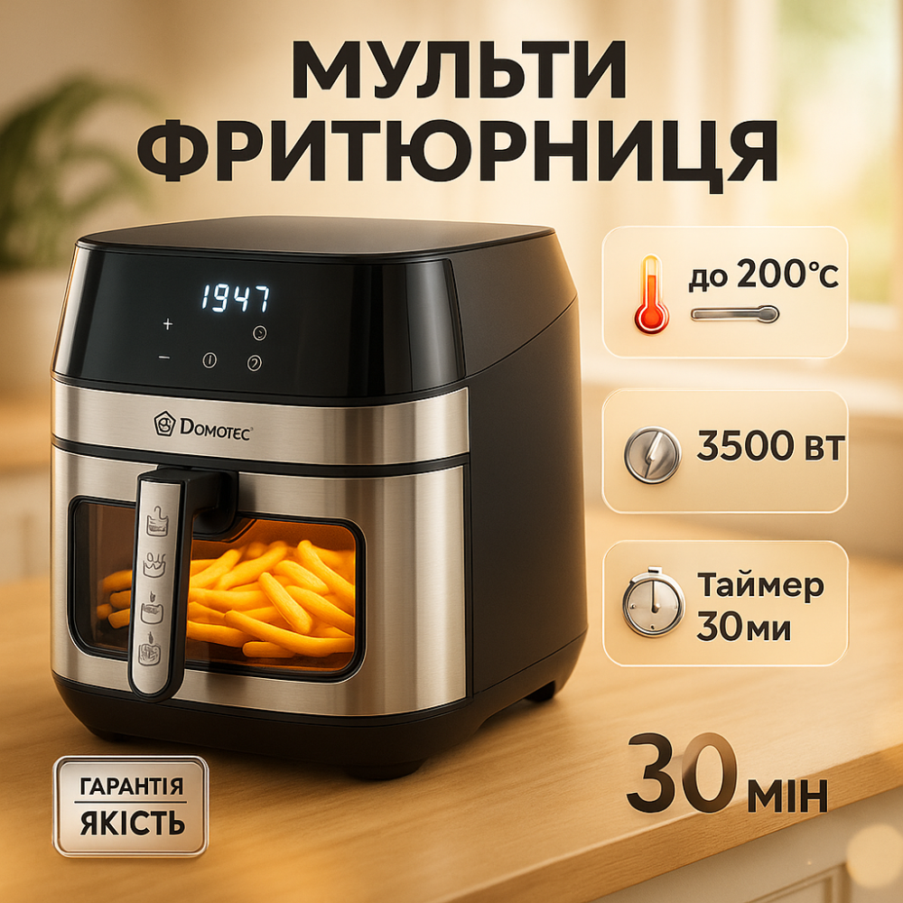 Фритюрница электрическая без растительного масла Domotec MS-3222 3500Вт 7л, Фритюрница для дома NZ-72 Львов - изображение 5