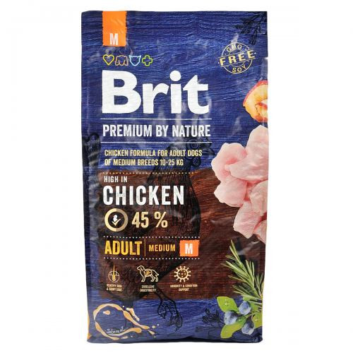Корм сухий Brit Premium Dog Adult M для дорослих собак середніх порід вагою 10-25 кг з куркою 8 кг Київ - фото 6