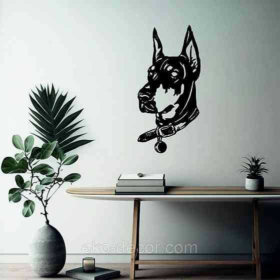 Декоративное настенное Панно «Доберман», Декор на стену 90*44 см, Черный Киев